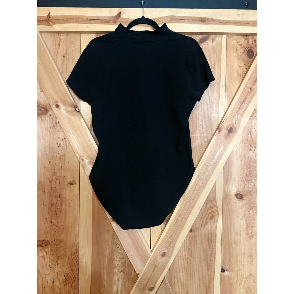 Maurices Black Mock Neck Cutout Bodysuit Womens XL Short Sleeve Stretch Fitted